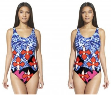 Peter Pilotto For Target Red Iris Print One-Piece Swimsuit - Size Large