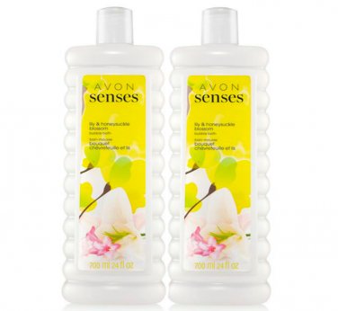 Avon Senses Lily & Honeysuckle Blossom 1 Set of 2 - 24 Fluid Ounces Bubble Bath