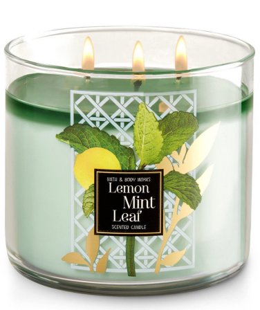 Bath & Body Works Lemon Mint Leaf Three Wick 14.5 Ounces Scented Candle