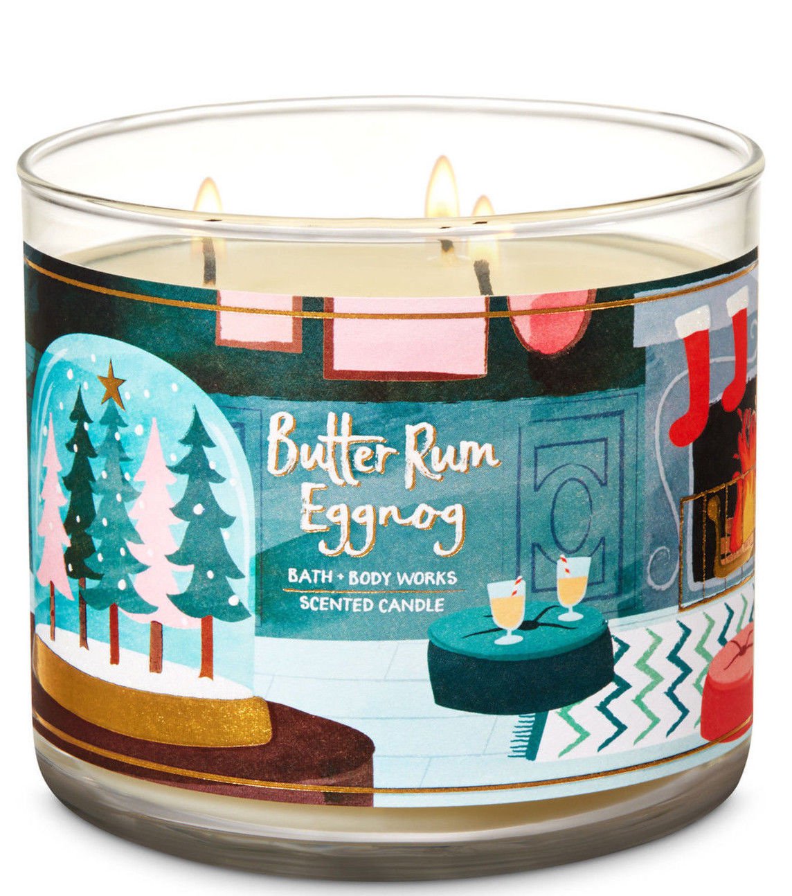 Bath & Body Works Butter Rum Eggnog Three Wick 14.5 Ounces Scented Candle