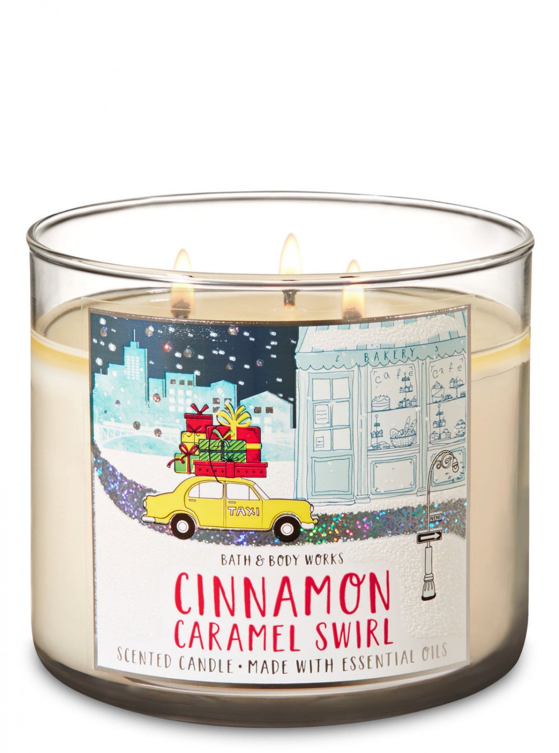 Bath & Body Works Cinnamon Caramel Swirl Three Wick 14.5 Ounces Scented