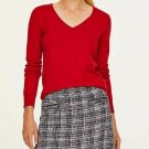 Ann Taylor LOFT Red V-Neck Ribbed Trim Long Sleeve Sweater - Size Medium