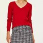 Ann Taylor LOFT Red V-Neck Ribbed Trim Long Sleeve Sweater - Size Medium