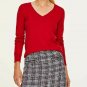 Ann Taylor LOFT Red V-Neck Ribbed Trim Long Sleeve Sweater - Size Medium