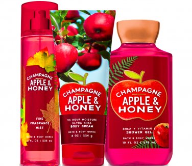Bath & Body Works Champagne Apple & Honey Trilogy Set
