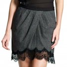 Jessica Simpson Heather Grey With Black Lace Crossover Tulip Skirt - Size 15/16