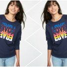 Old Navy Love Logo Navy Crew-Neck Sweater - Size Extra Large