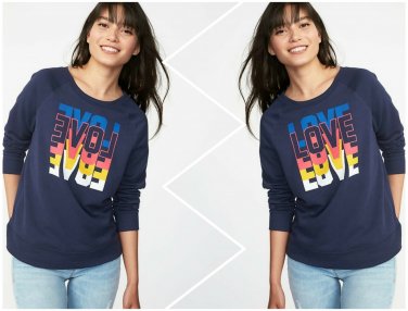 Old Navy Love Logo Navy Crew-Neck Sweater - Size Extra Large