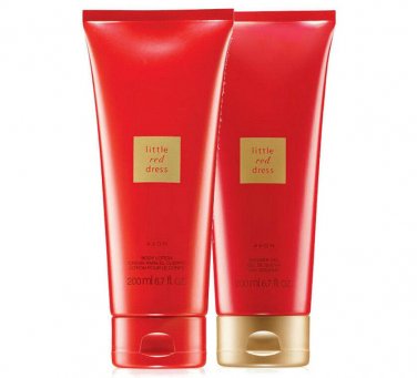 Avon Little Red Dress 6.7 Fluid Ounces Body Lotion + Shower Gel Duo Set