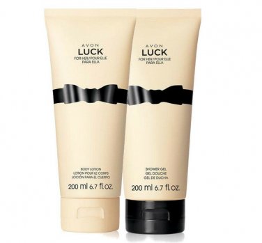 Avon Luck For Her 6.7 Fluid Ounces Body Lotion + Shower Gel Duo Set
