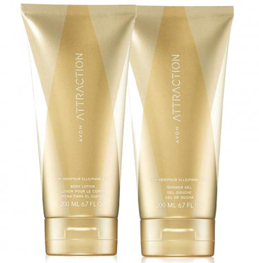 Avon Attraction For Her 6.7 Fluid Ounces Body Lotion + Shower Gel Duo Set