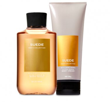 Bath & Body Works Suede For Men Body Cream & 2 -in-1 Hair + Body Wash Duo Set