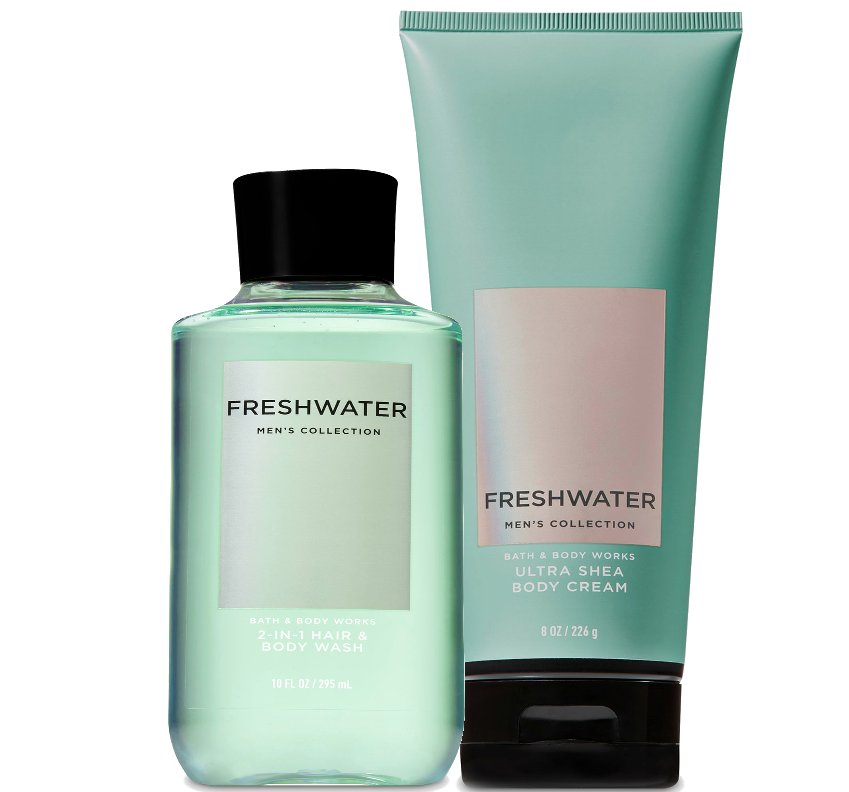Bath & Body Works Freshwater For Men Body Cream & 2 in1 Hair + Body