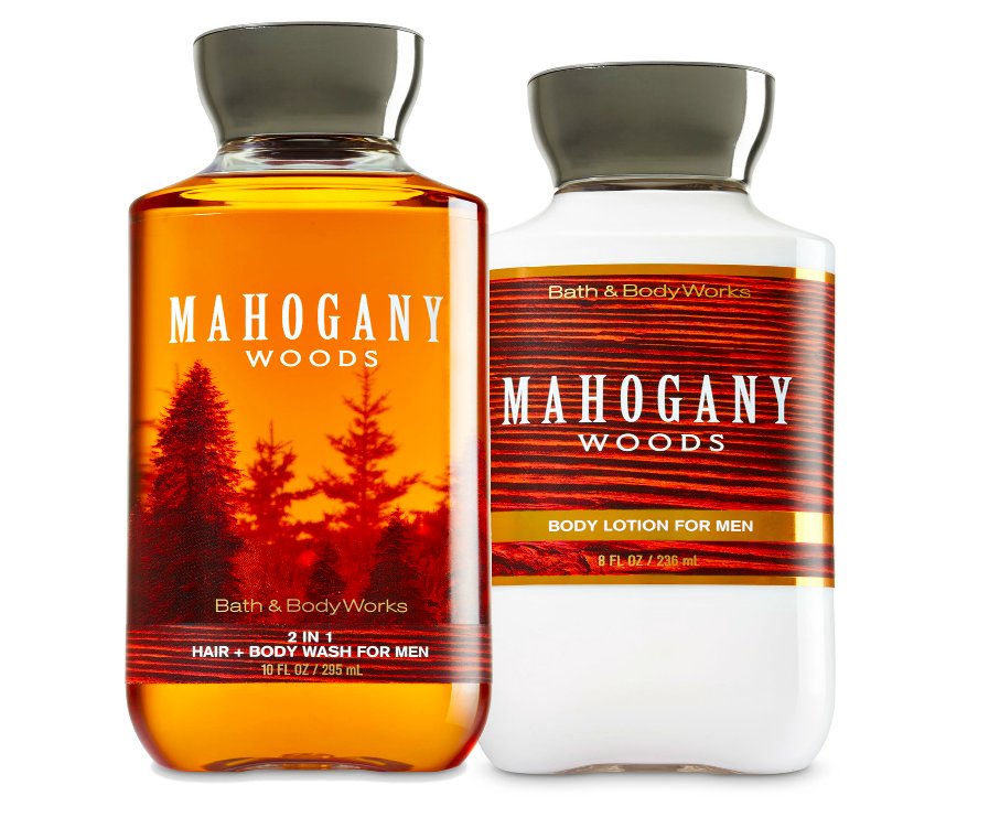 Bath & Body Works Mahogany Woods Body Lotion + 2 in 1 Hair + Body