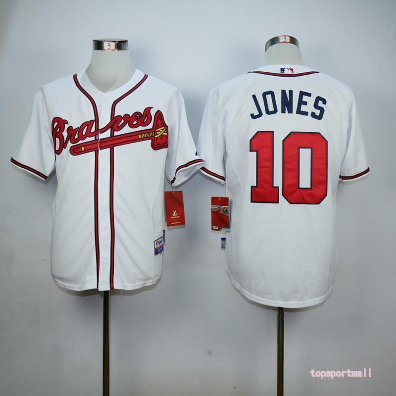 Atlanta Braves #10 Chipper Jones White Cool Base Baseball Jersey