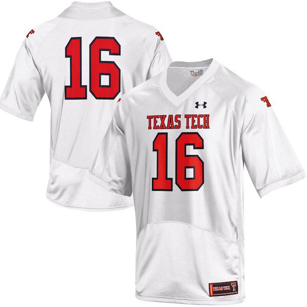 Under Armour #16 White Texas Tech Red Raiders Throwback Replica Jersey