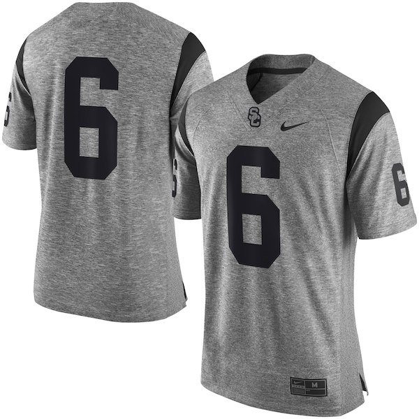 Nike #6 Heather Gray USC Trojans Gridiron Gray Limited Football Jersey