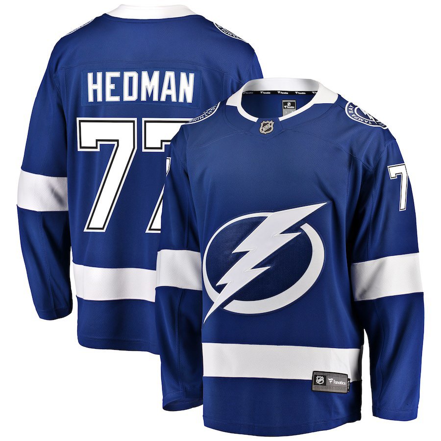 Tampa Bay Lightning #77 Victor Hedman Fanatics Branded Blue Home ...