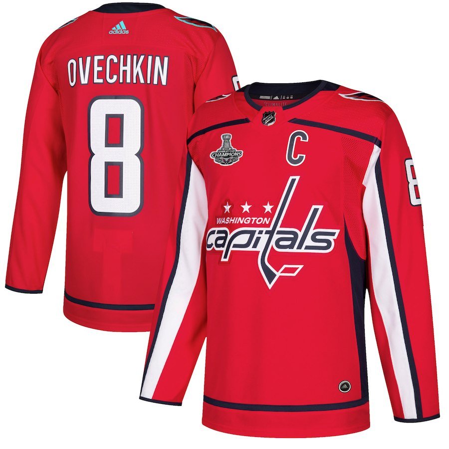 Washington Capitals #8 Alexander Ovechkin adidas Red 2018 Stanley Cup Champions Player Jersey