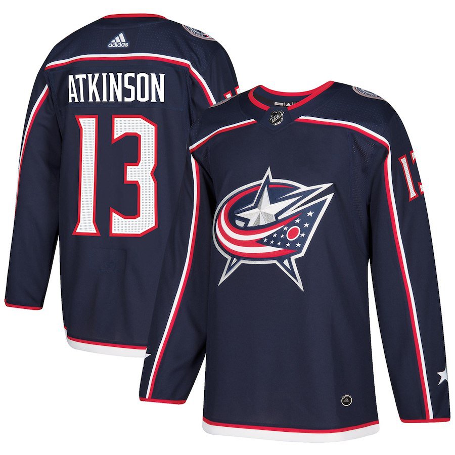 Columbus Blue Jackets #13 Cam Atkinson adidas Navy Player Jersey