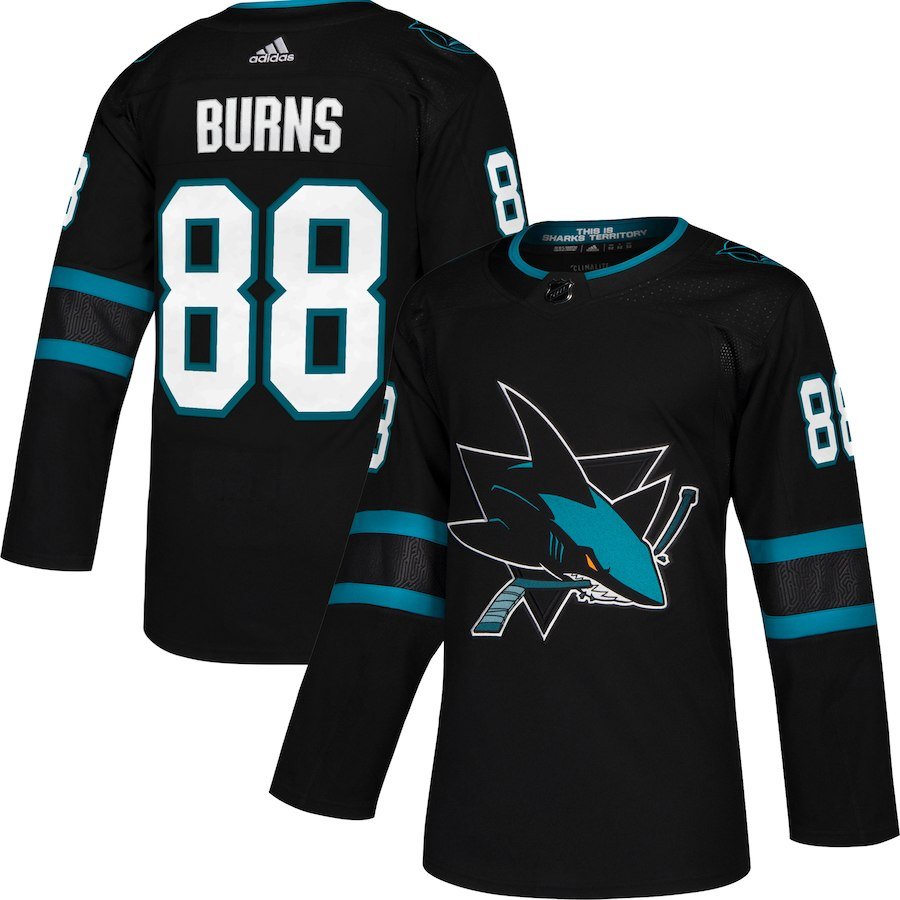 San Jose Sharks 88 Brent Burns adidas Black Alternate Player Jersey