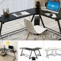 L-shaped Corner  Desk Home OfficeGlass Computer Workstation Large Laptop Table