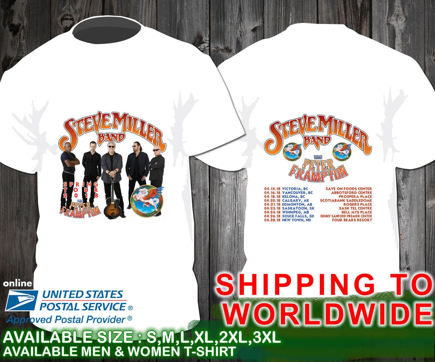 HOT NEW Miller Band With Peter Frampton Spring Tour Dates 2018 T-Shirts S-2XL