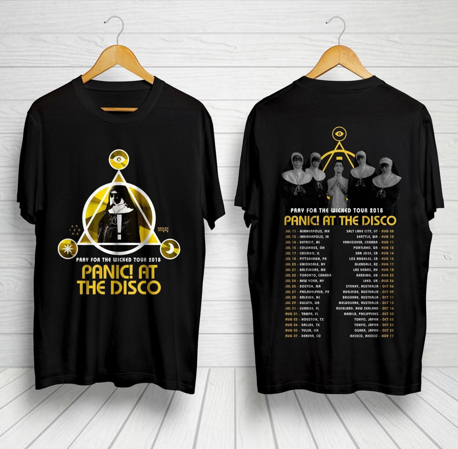 HOT NEW Panic At The Disco T Shirt Tour 2018 Dates Pray For T-Shirts S-2XL