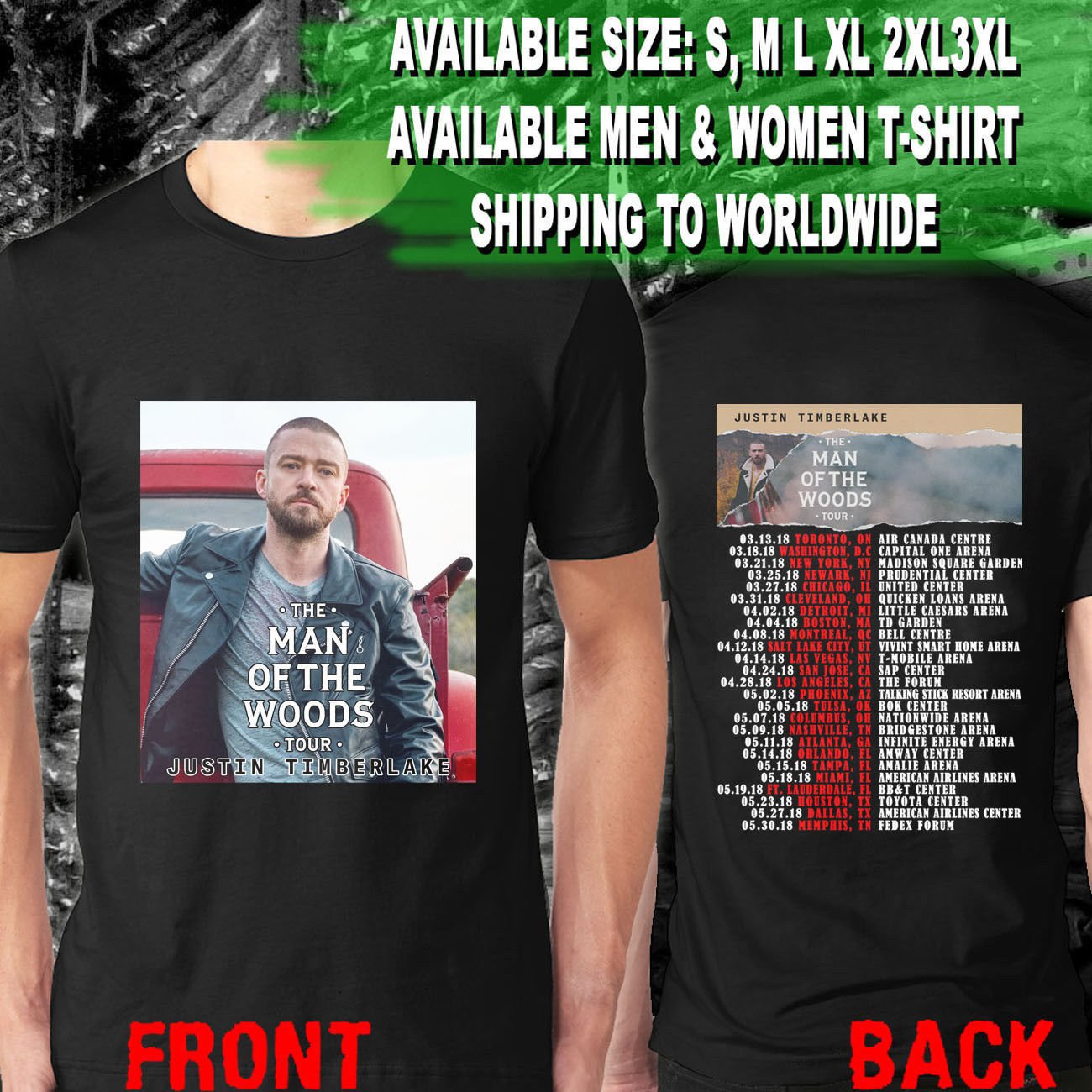 HOT NEW Justin Timberlake The Man Of-The-Woods Tour T-Shirts S-2XL