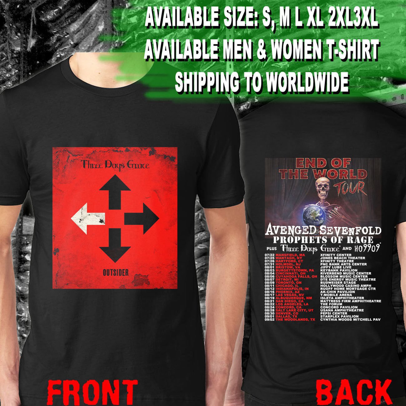 HOT NEW Avenged Sevenfold Prophets Of Rage Three Days Grace T-Shirts S-2XL