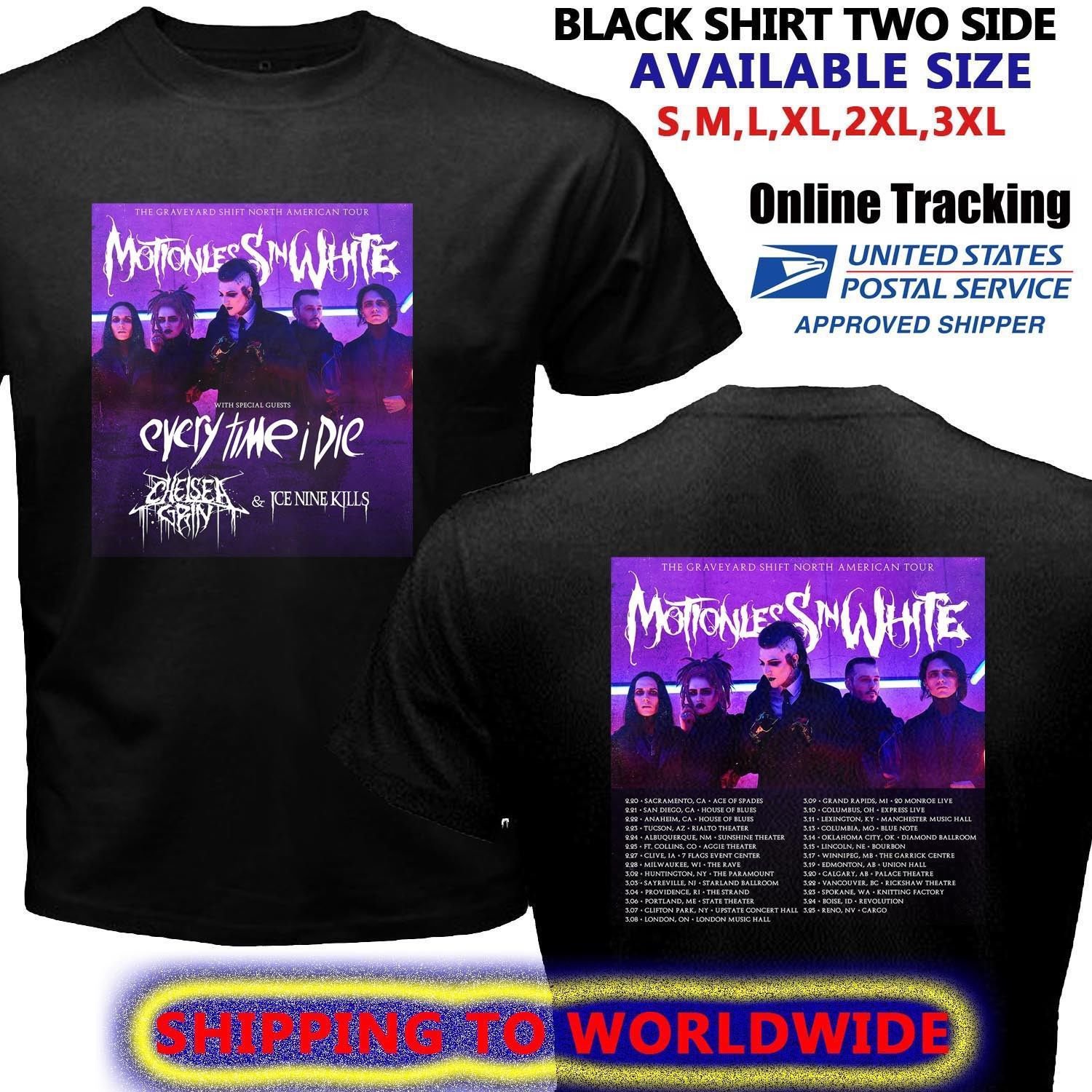 HOT NEW MOTIONLESS IN WHITE TOUR DATES 2018 T-Shirts S-2XL