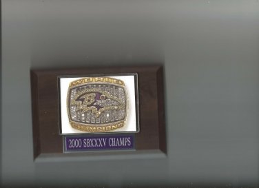 BALTIMORE RAVENS 2000 SBXXXV RING PLAQUE FOOTBALL NFL