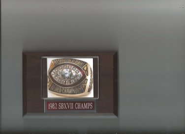 WASHINGTON REDSKINS RING PLAQUE 1982 SBXVII CHAMPS SUPER BOWL FOOTBALL NFL