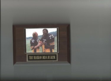 TERRY BRADSHAW & MEAN JOE GREENE PLAQUE PITTSBURGH STEELERS FOOTBALL NFL