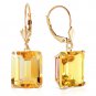13 CTW 14K Solid Gold Leverback Earrings Citrine