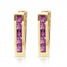 Womens 14K Solid Gold Oval Purple Amethyst Stunning Huggie Earrings 0.85 Ct