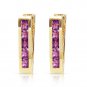 Womens 14K Solid Gold Oval Purple Amethyst Stunning Huggie Earrings 0.85 Ct