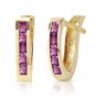 Womens 14K Solid Gold Oval Purple Amethyst Stunning Huggie Earrings 0.85 Ct