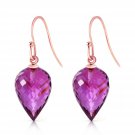 19 Carat 14K Solid Rose Gold Fish Hook Earrings Natural Amethyst
