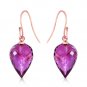 19 Carat 14K Solid Rose Gold Fish Hook Earrings Natural Amethyst