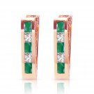 1.26 Carat 14K Solid Rose Gold Emerald White Topaz Hoop Earrings