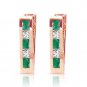 1.26 Carat 14K Solid Rose Gold Emerald White Topaz Hoop Earrings