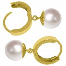 4 Carat 14K Solid Gold Hoop Earrings Natural pearl
