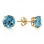 3.1 Carat 14K Solid Gold Shutting The Eye Blue Topaz Earrings
