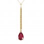 1.8 Carat 14K Solid Gold Necklace Diamond Ruby