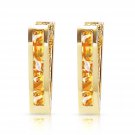 0.7 Carat 14K Solid Gold Oval Huggie Earrings Citrine Natural Gemstone Womens