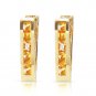 0.7 Carat 14K Solid Gold Oval Huggie Earrings Citrine Natural Gemstone Womens