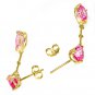 7.01 CTW 14K Solid Gold Diamond Pink Topaz Dangling Earrings Natural Gemstone