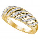 Womens Unique Vintage Style REAL Diamond Wedding BAND Ring 10k Yellow Gold 1/5ct