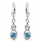 1.3 Carat 14K Solid White Gold Timeless Love Blue Topaz Earrings